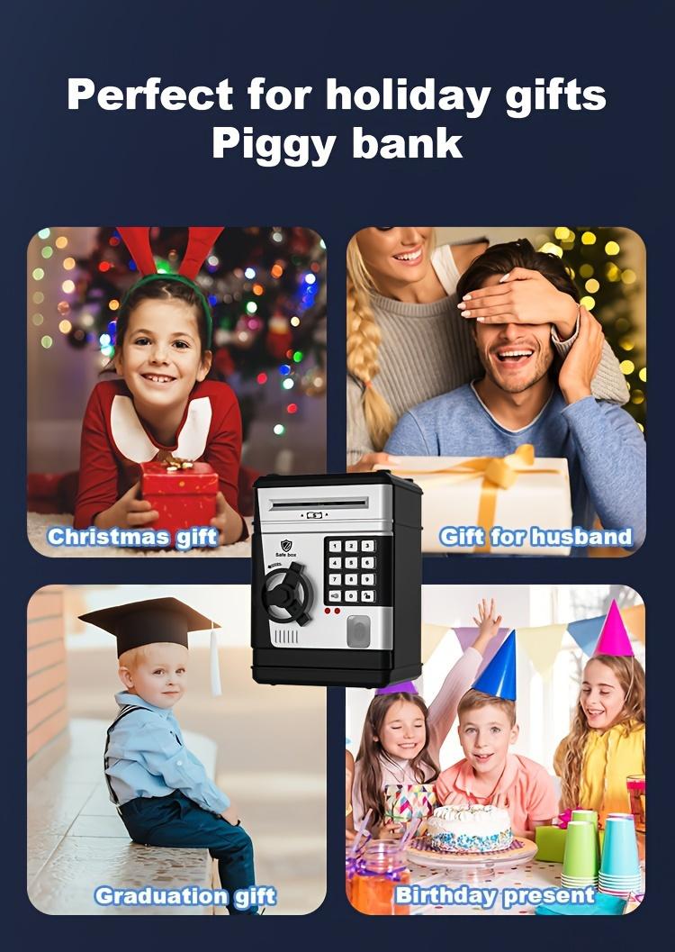 1pc Electronic Piggy Bank ATM Machine with Fingerprint and Password Security - Acrylic Black, Real Money Savings Bank for Birthday, Halloween, Thanksgiving, Christmas Gift Decor Ornaments Multicolor