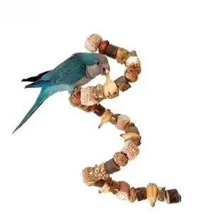 Bird Chew Toys, Bird Climbing Toys, Parrot Toys Grinding Mouth Bite Resistance, Natural Nuts Pepper Wood Rotating Ladder, Hanging Chew Toys for Parrots Quakers, Budgies Conures