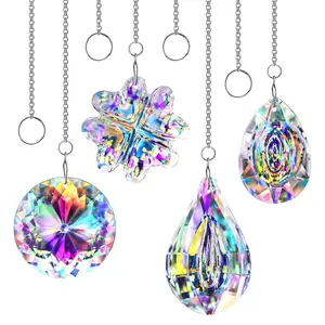 4pcs Crystal Suncatchers for Window Hanging, Indoor Rainbow Maker Crystals, Home Garden Decor, Lamp Chandelier Prisms