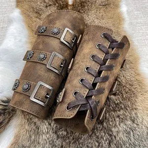Viking Style Adjustable Wrist Guards, Medieval Knight Cosplay Prop, European Retro Stage Costume Accessory, Historical Reenactment Gear