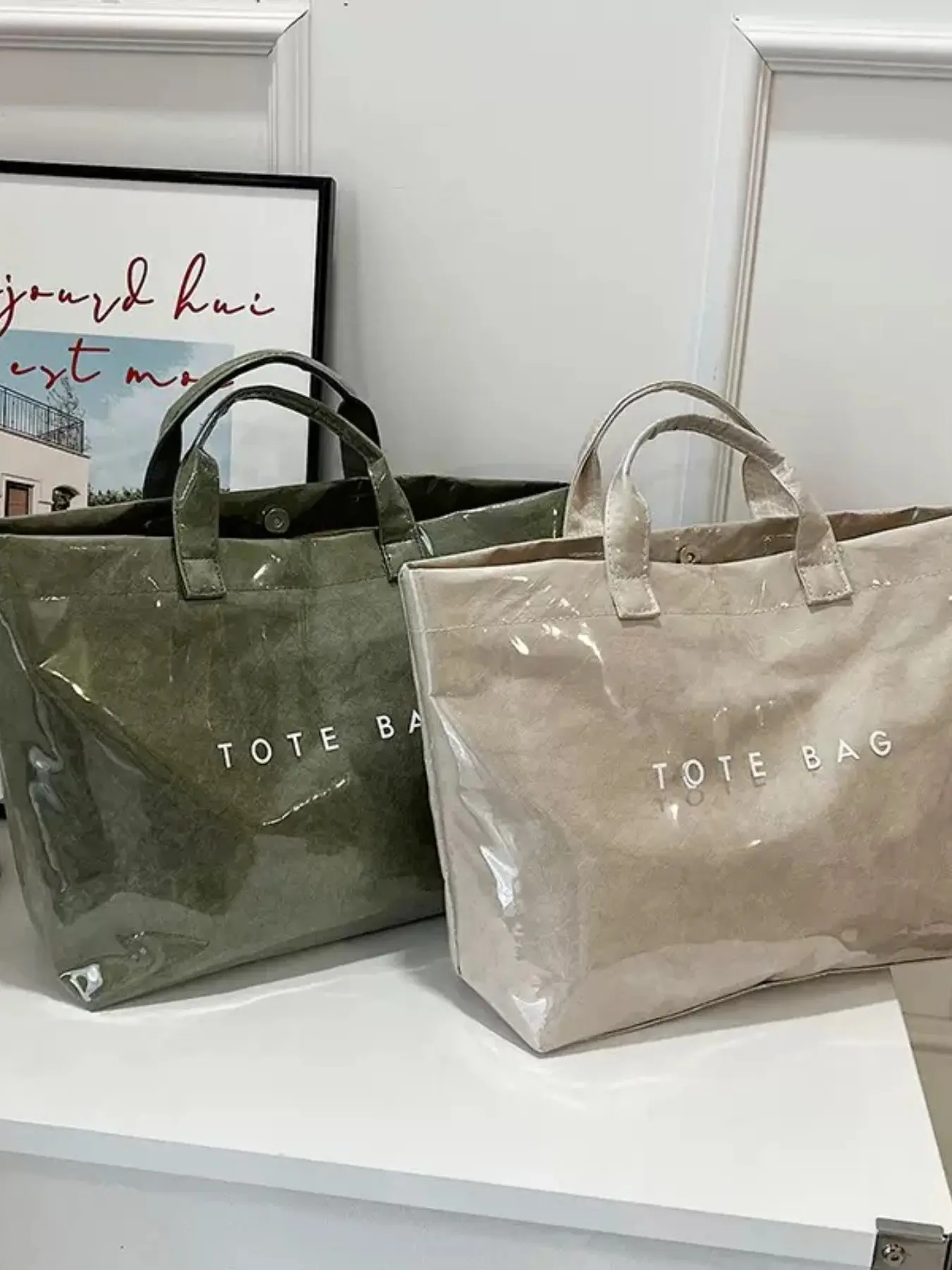 Women's PVC Tote Bag, Jelly Texture Beach Bag, Waterproof Lightweight Shoulder Bag, 14L Eco-Friendly Shopping Bag for Work, Beach, Shopping