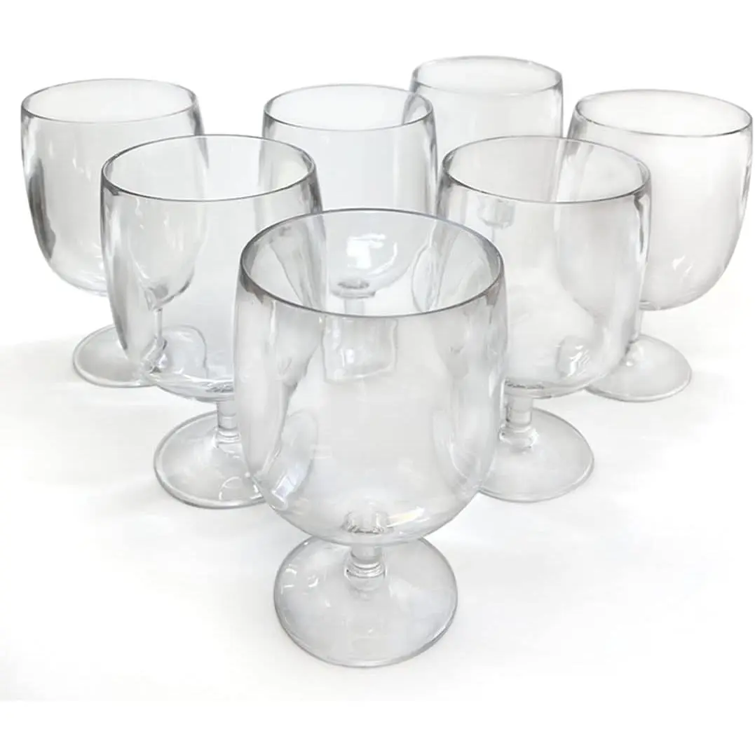Unbreakable Plastic  Glasses Set of 8, 12 oz Shatterproof Stackable Tumblers,   Goblets for Indoor and Outdoor Use.  Taiwan (Clear)