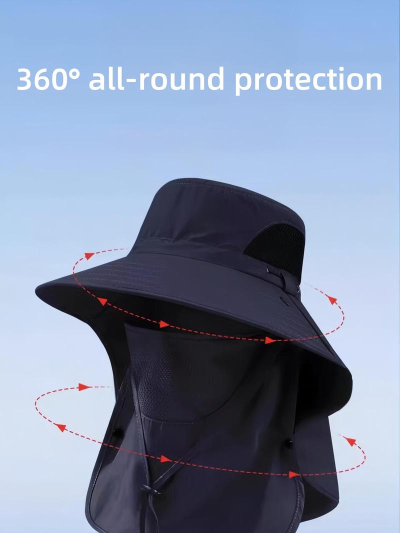 Men's Summer UV Protection Wide Brim Fishing Hat, Waterproof Bucket Hat, Outdoor Sunshade Cap for Hiking & Fishing, Breathable Quick-dry Fashionable Hat
