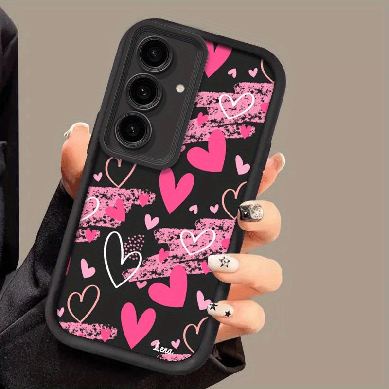New Pink Graffiti Heart Phone Case for Samsung Galaxy S26 S25 S24 S23 S22 S21 Fe Plus Ultra A13 A14 A15 A16 A17 A33 A34 A35 A36 A52 A53 A54 Note20 Silicone, Protective