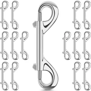 15 Pack Heavy Duty Snap Hooks Double Sided Clips for Hanging Horse Tack Sling Feed Buckets Dog Leash Collar Key Chain Zinc Alloy Metal Snaps Clip (4 Inch)