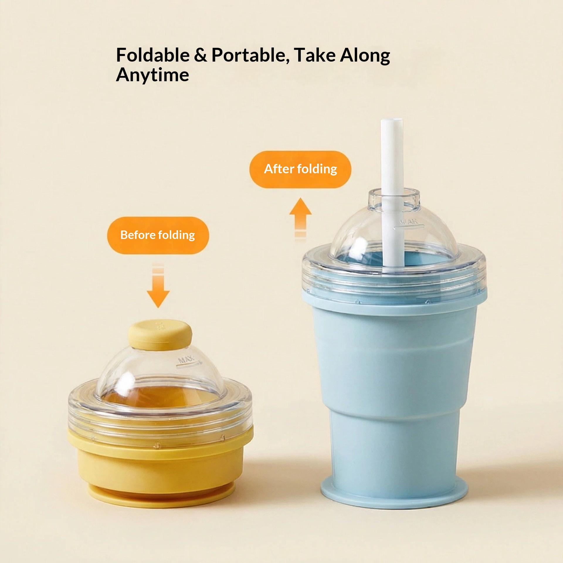 New portable foldable ice ball cup with built-in straw, silicone food-grade ice cup mold, convenient for summer outings