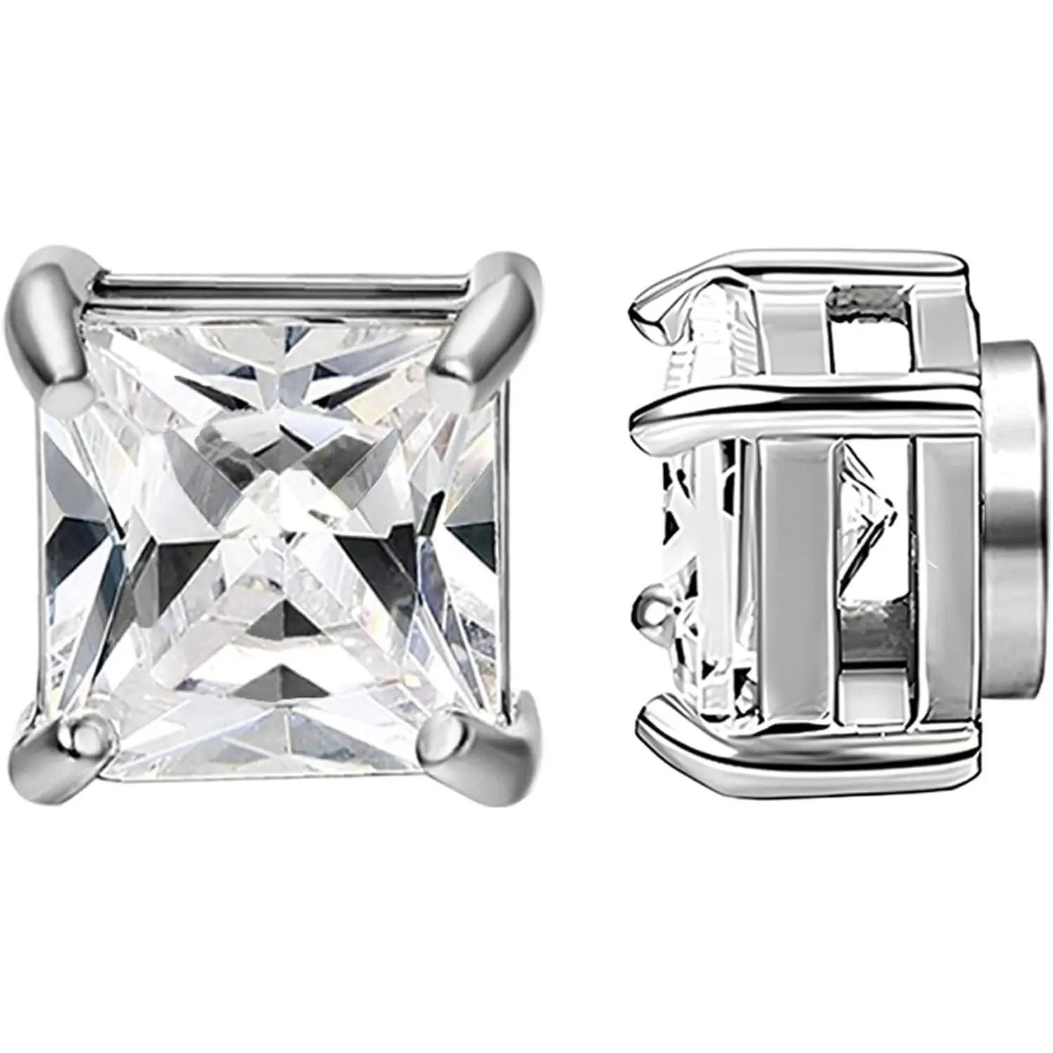 Stud Earrings for Men Cubic Zirconia Clip  Earring | , Stainless Steel , Unisex Non  Studs, Halo  Earring,   Earrings for Men Women