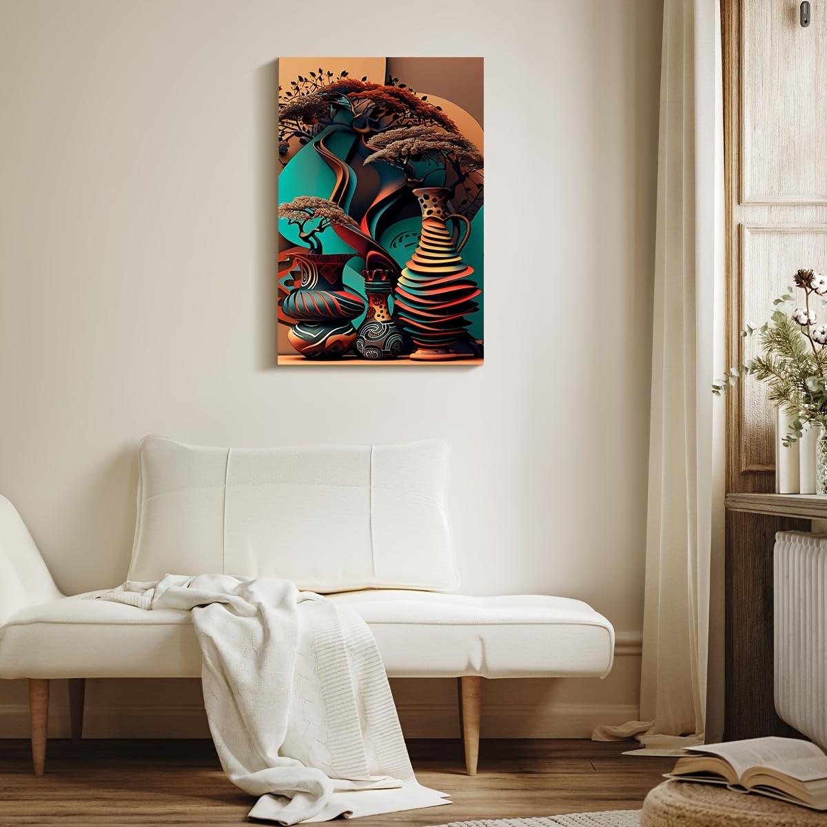 Wooden Framed Canvas Painting African Art Poster Abstract Wall Art for Home Decor High Quality Canvas Prints for Living Room Bedroom Kitchen Office Cafe Decor Perfect Gift Ready to Hang Ornaments Artistic Photo