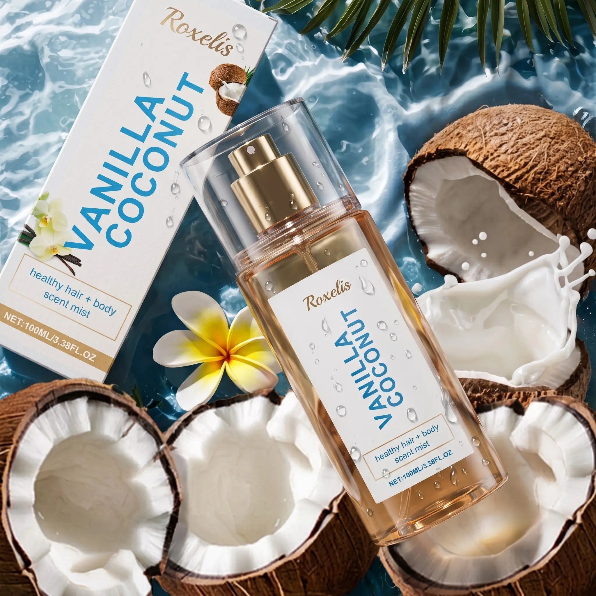 Vanilla Coconut Body Perfume Spray, Natural Ingredients, Light Fresh Scent, Unique Charm, Fresh Romantic Fragrance, Aromatic Chic Gourmand, Portable Perfume Serum, Body Fragrance Mist
