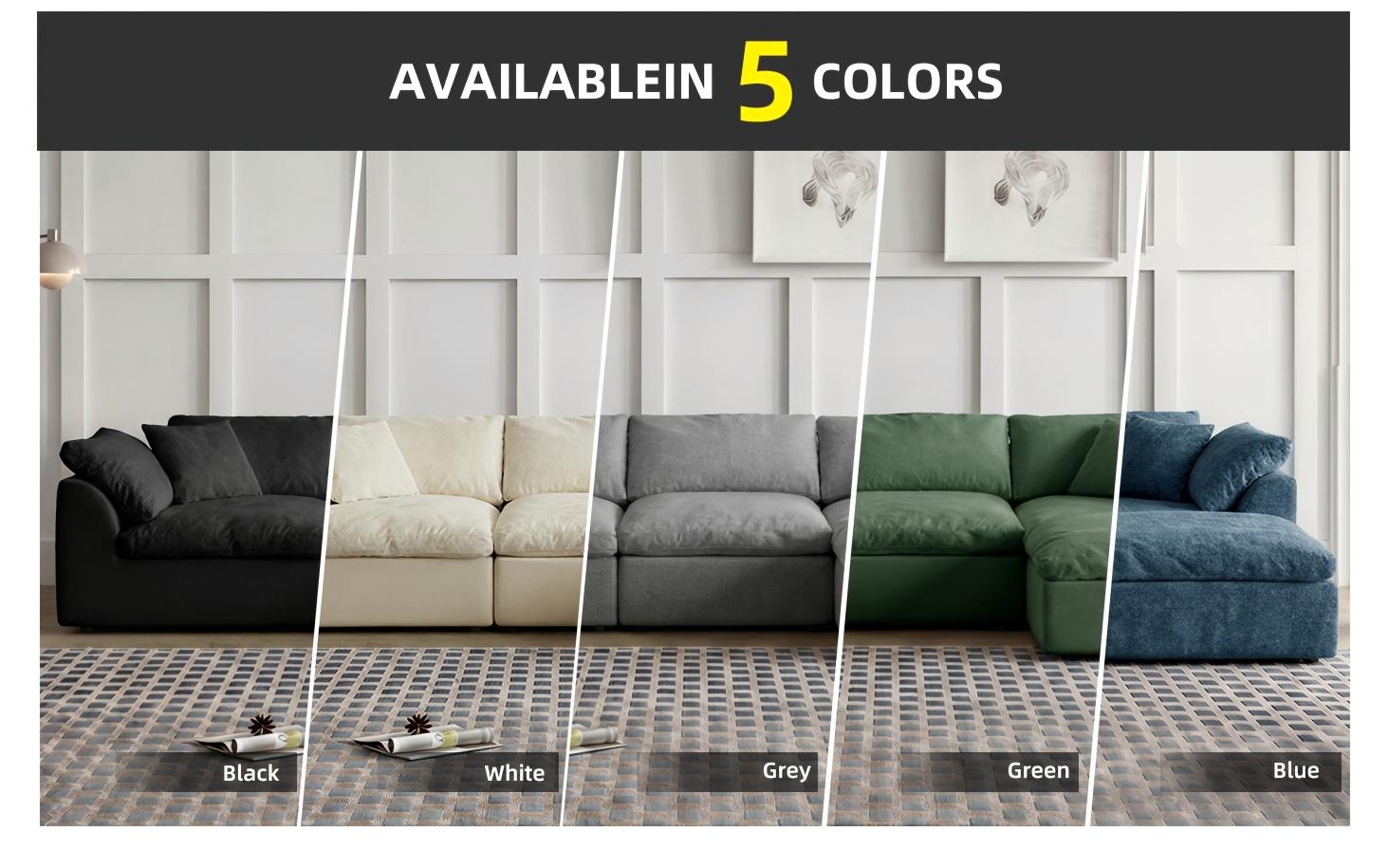 [1/2 Packages]Cloud Sofa: Freely Combinable Modular L-shaped Sofa with No-frame Compression Design. Includes Ottoman. Made of Skin-friendly Chenille Fabric. Features Armrests and Can Be Converted into a Sofa Bed. No Assembly Required