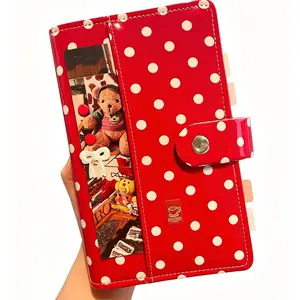 Kawaii Polka Dot Binder Journal, Cute Bow Sticker Decor, Perfect Gift Notebook, Ideal for Note-Taking and Organization