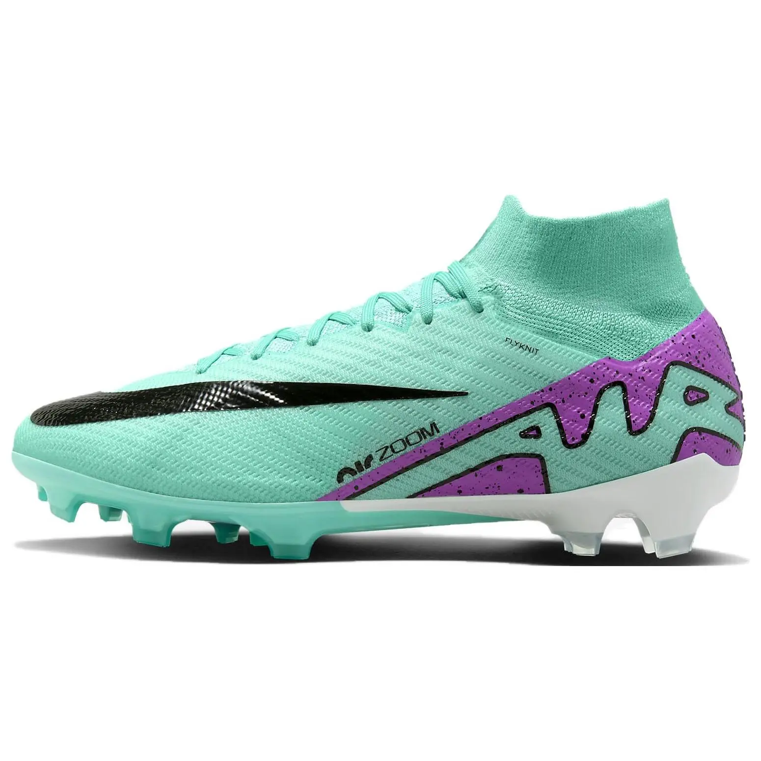 Nike Mercurial Superfly 9 Elite FG Men's Firm Ground Football Cleats, Turquoise-House White, Logo-Embellished Round Toe, Slip-Resistant, Durable, Maison Mihara Official Shoes