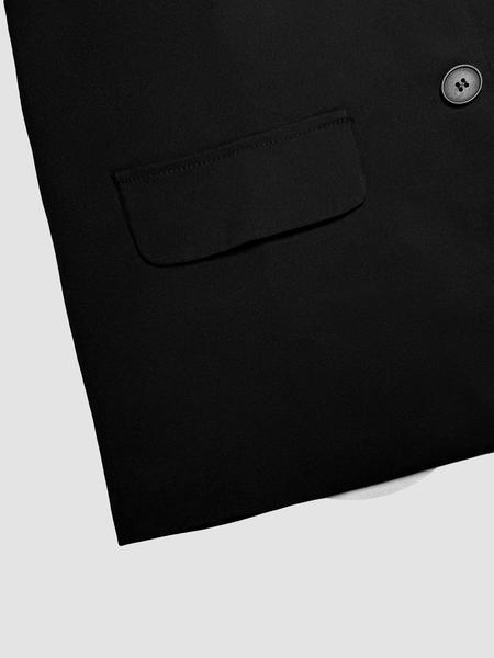 Classic Solid Color Leopard Print Patchwork Button Casual Blazer with Shoulder Pads, Business Attire for Spring & Fall, Fitted Style Outerwear