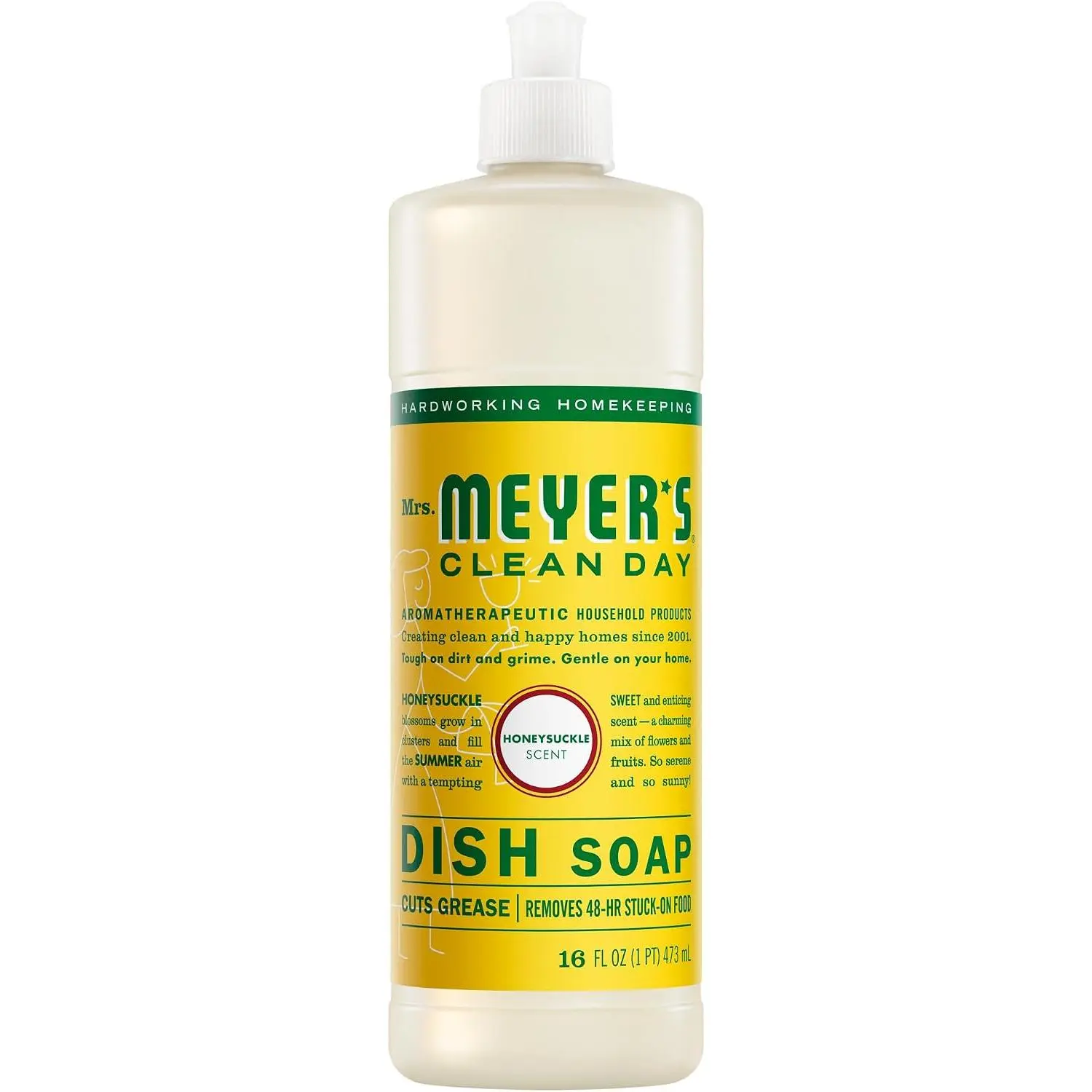Liquid Dish Soap, Powerful Kitchen Hand‑Washing Dish Soap, Honeysuckle Scent, Household Daily Dish Cleaning, 16 Fl Oz Bottle