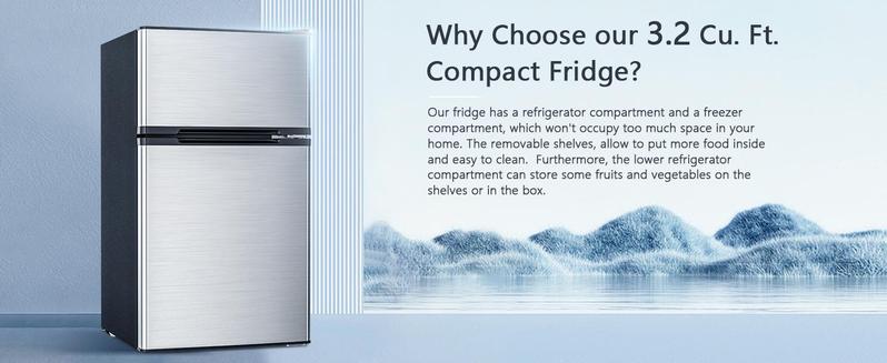 Kismile Compact Refrigerator with Freezer 2 Door Mini Fridge 3.2 Cu Ft Silver Adjustable Shelf Thermostat for Bedroom Office Dorm Kitchen Kismile Compact Refrigerator with Freezer 2 Door Mini Fridge 3.2 Cu Ft Silver Adjustable Shelf Thermostat for Bedroom Office Dorm Kitchen