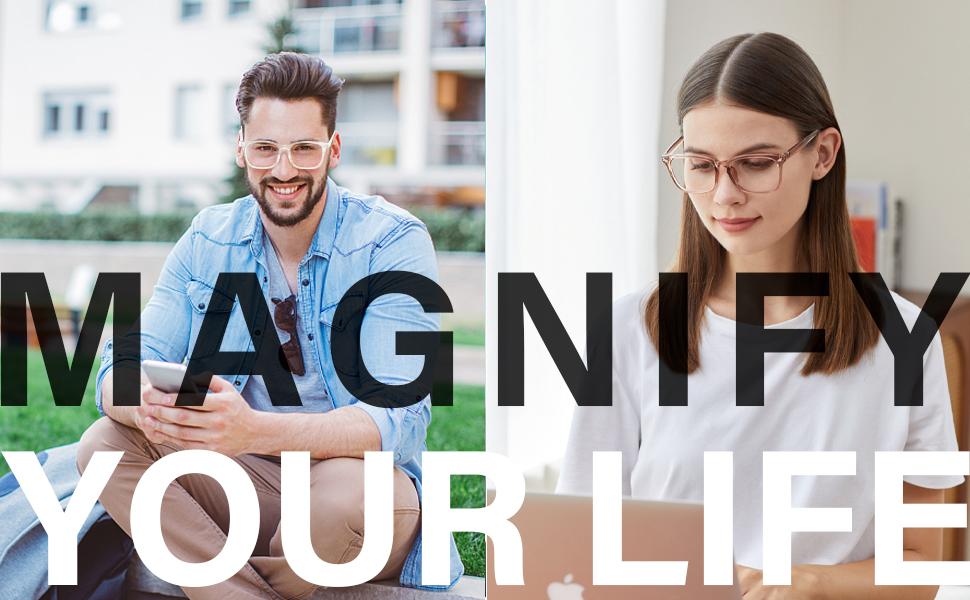 Progressive Multifocal Reading Glasses for Women Men, Anti Glare/Eyestrain Blue Light Blocking Computer Readers