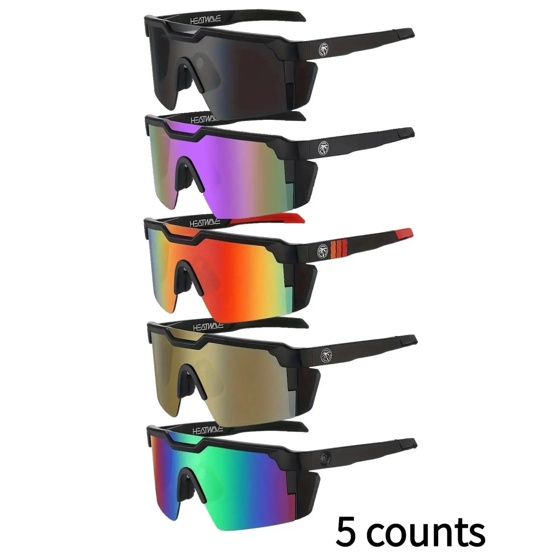 Women's 5-Pair Plain PC Frame Sunglasses - Sun Protection, Decorative Lens, All-Season Casual Outdoor Cycling Gear, Durable Travel Eyewear for Mountain & Road Riding, Outdoor Activities Accessories