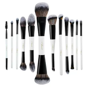 12 Pcs Double-Sided Makeup Brush Set,Multi-Use Brushes for Contour, Foundation, Highlight, Blush, Eyeshadow, Eyeliner & Concealer,Travel Kit for Polished Daily Makeup