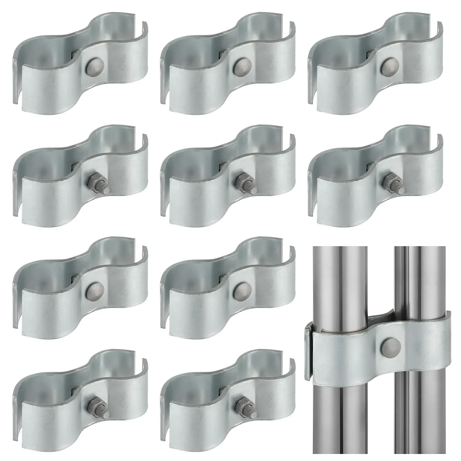 1-5/ 8inch chain fence panel clamps |       Galvanized dog cage clamps for round outer diameter pipes, chain link fence hardware