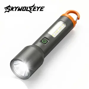 SKYWOLFEYE L931 Rechargeable LED Flashlight with Laser, 20W Super Bright High Lumen Tactical Flashlight, Portable Mini Pocket Flashlight, Dual Light COB, Camping Essentials Outdoor Survival Tool & Car Emergency Tool