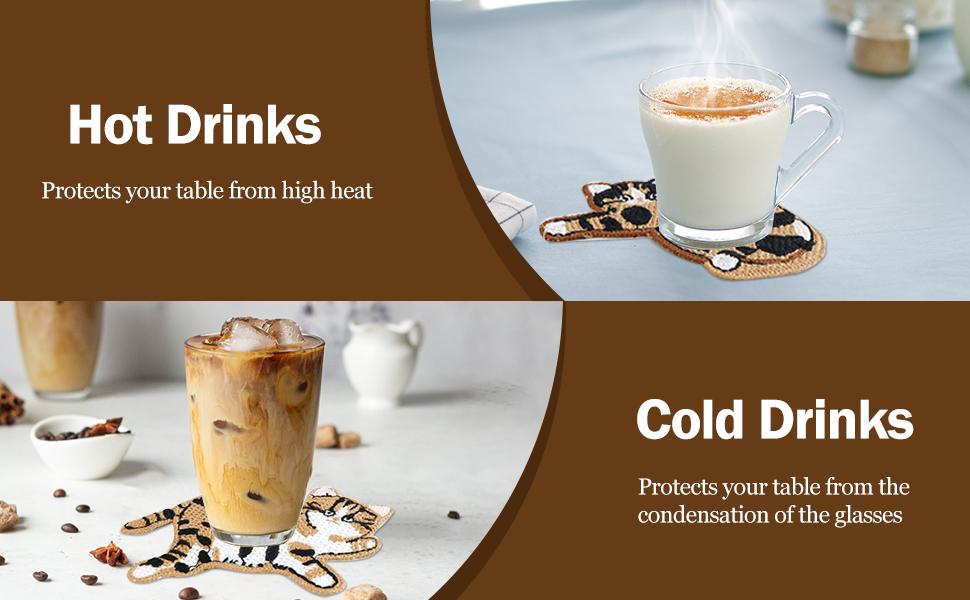 SITAKEYFMHK These cute woven cat coasters are purr-fect for your desk!Adorable crochet design, great for coffee/tea tables and desktop protection🐱☕