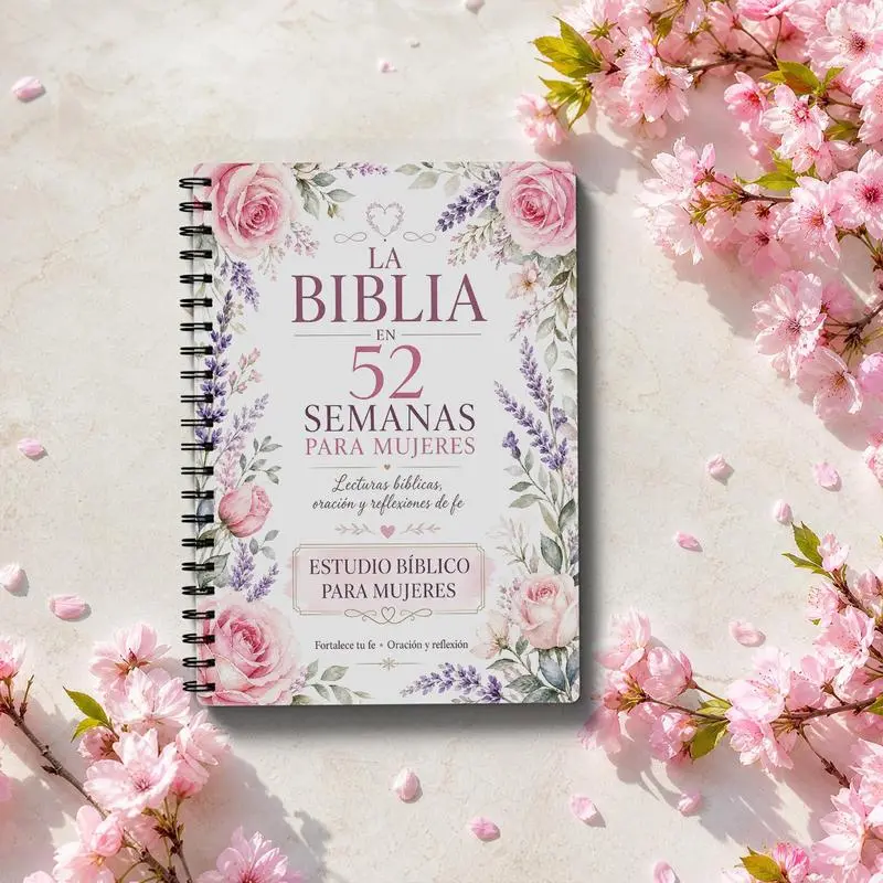 [Spanish Version] 52-Week Bible Women's Notebook, Themed Morning Reading Journal, Bible Reading, Prayer, and Reflection Stationery, Gift for Church Friends, Family, Colleagues, Office, and School Supplies