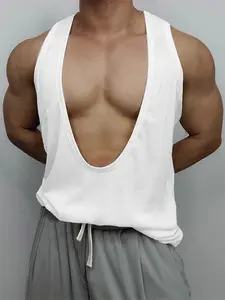 INCERUN Men's Fashion Large U-Neck Sleeveless Vest, Loose Fit Comfortable Sportswear, Stylish Casual Wear for Daily Activities