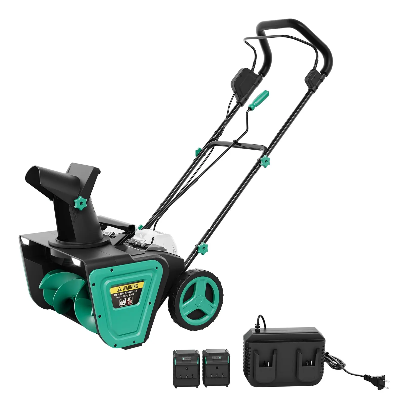 20" Cordless Snow Blower with 2×20V Batteries – Self-Propelled Electric Snow Shovel, 180° Rotating Chute, LED Lights for Driveways and Sidewalks
