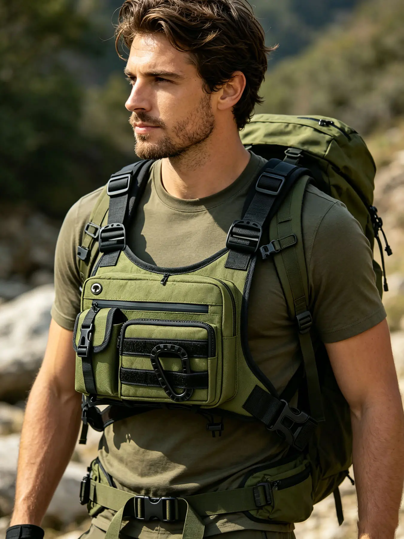 Lightweight Breathable Vest-Style Crossbody Chest Bag With Multiple Storage Pockets, Hands-Free Portable Storage Pack, Ideal For Hiking, Fishing, Camping And All Kinds Of Daily Outdoor Activities