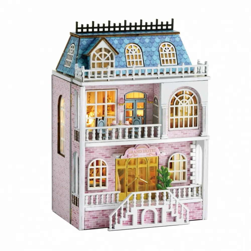 DIY Mini Wooden Furniture Kit for Toy Houses, Mini Handmade Toy House with LED, 1:24 Scale Creative Wooden Craft Toy, Suitable as a Birthday Gift for Adults, Friends, and Lovers, Glue Not Included