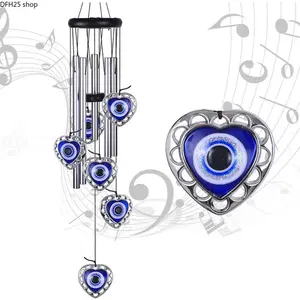 Aluminum Decorative Evil Eye Pendant Wind Chimes for All Seasons, Outdoor Garden Balcony Patio Camping Hiking Home Hanging Decor With Protective Symbol Style