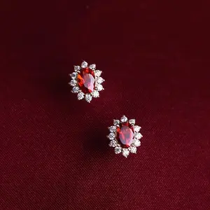 1pc High-End Vintage Ruby Ring, Necklace, and Stud Earrings Set, Full Body S925 Sterling Silvery with Sparkling Rhinestone Synthetic Zirconia, 18K Gold Plated Jewelry Set, for Weddings, Parties, and Daily Wear, Gift for Mom, Best Friend