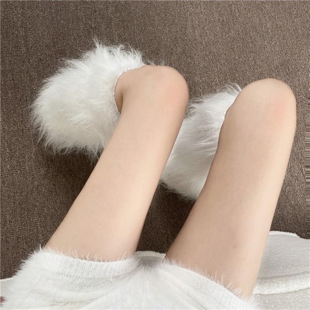 Foot Cover Faux Fur Furry Leg Warmers 40cm Japanese Style Lolita Boots Cover Kawaii Y2K Warm Knee Sleeve Autumn/Winter