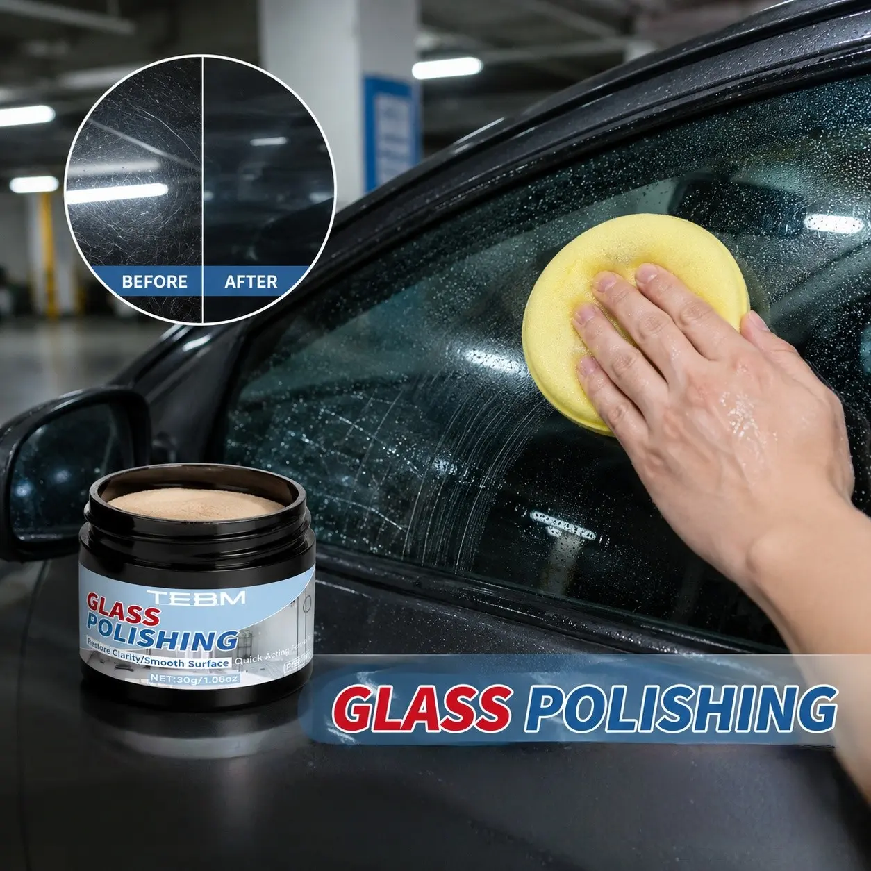 Cerium Oxide Glass Polishing Powder, Removes Scratches and Water Stains, Ideal for Car Windshield, Side Windows, Home Glass, Bathroom