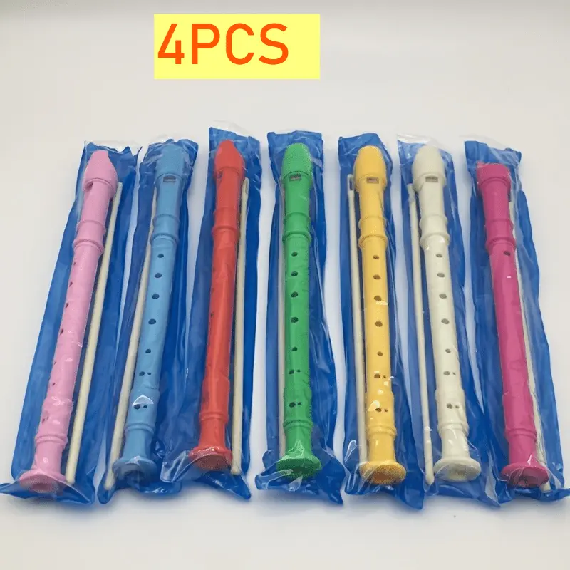 4PCS Colorful 8-Hole Soprano Descant Recorder Set - Plastic Flute With Cleaning Rod, Kids Beginner Music Learning Instrument For School Classroom