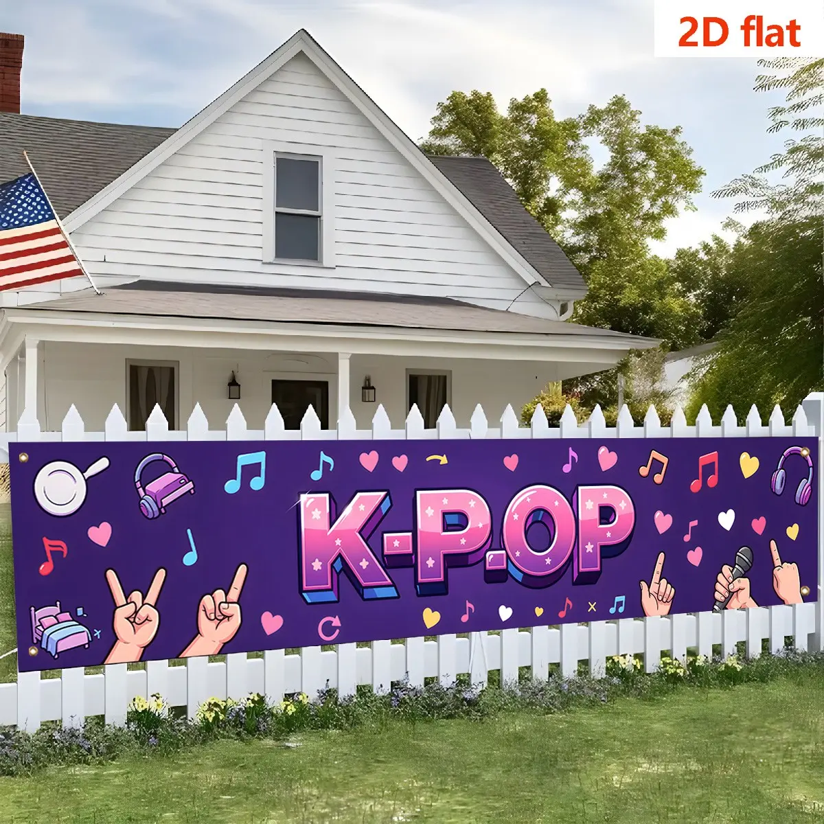 K-Pop Banner, Polyester Flat Banner, Decorative Banner, Party Decor, Birthday Party Setup, Bedroom Backdrop, Concert Merchandise, Fan Gift, 240cm*45cm, Easy Install