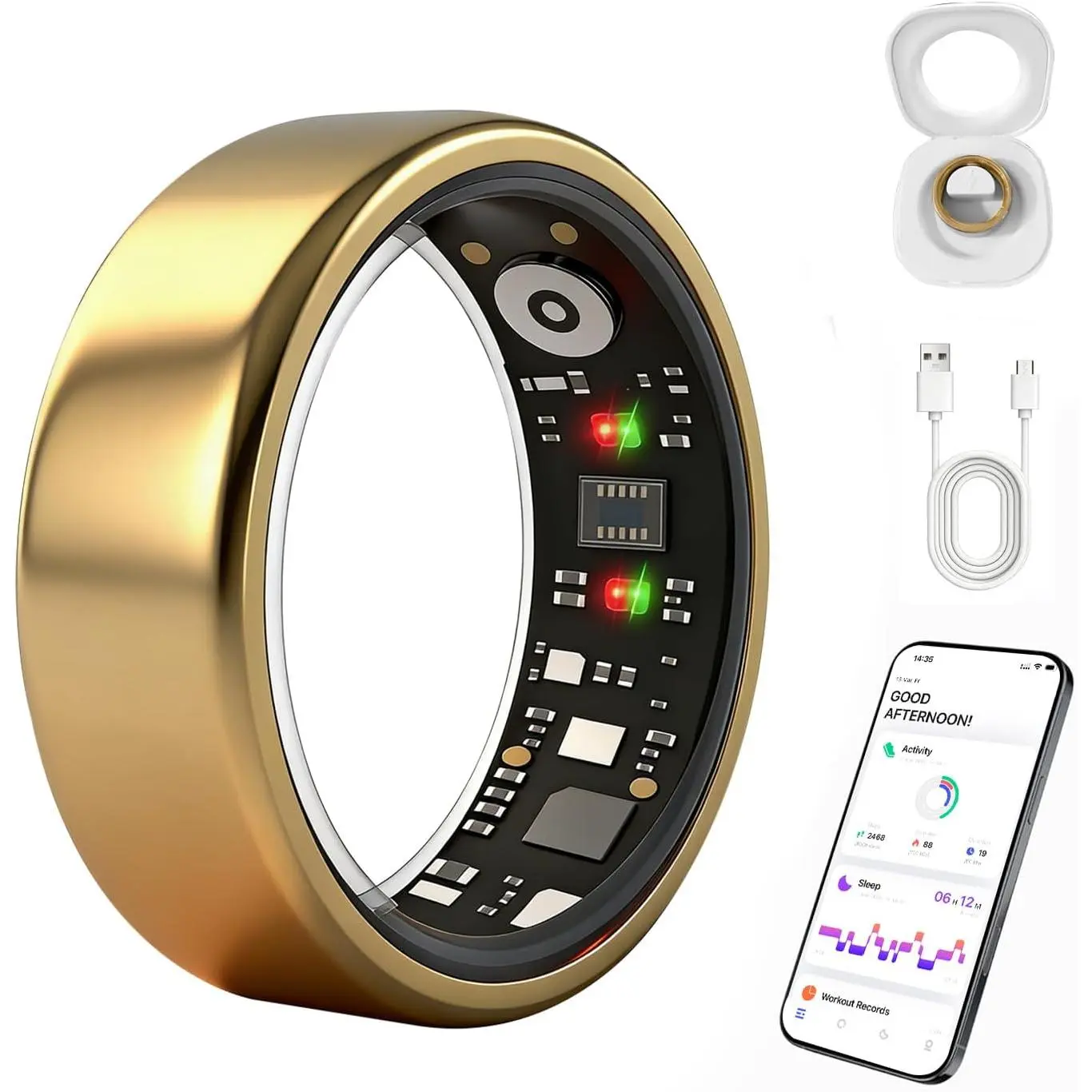 Optimized Precision Optical Sensor Smart Health Ring, Smart Ring for Women Men, Health Fitness Ring Gen 3 with Free App No Subscription Fee, Stress & Sleep Monitor, Heart Rate & Step Tracker, IP68 Waterproof, Android/iOS Compatible,, Wearable, Fitness Wea