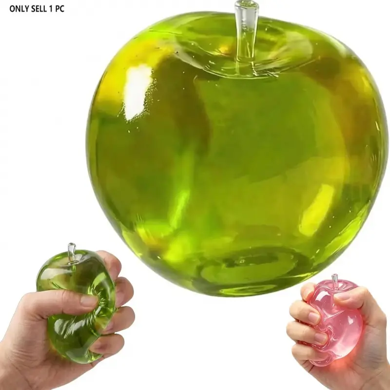 Apple Squishy Stress Relief Toy, Slow Rising Clear Fruit Fidget Squishy Ball, Cute Soft Apple Shape Squeeze Toy for Adults Teens, Anti Stress Sensory Toy for Desk Decor, Anxiety Relief and Gift Idea