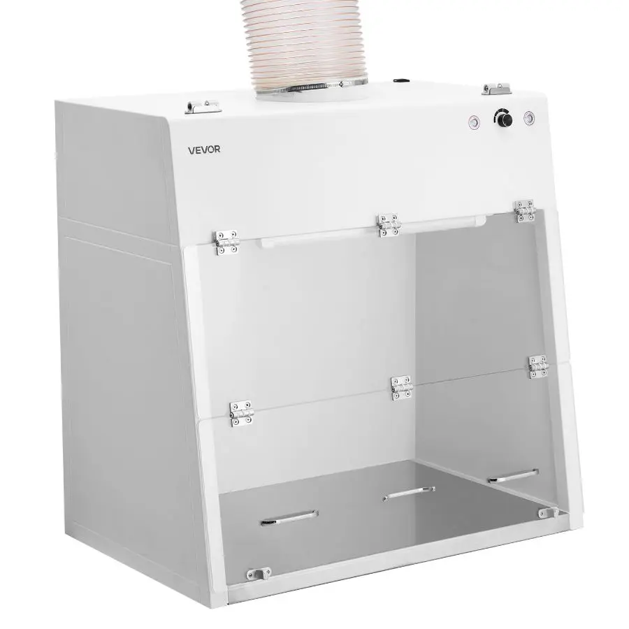 VEVOR Ducted Lab Fume Hood, 23.62x31.69x27.56 in Working Area, Exhaust Equipment with LED Light & G1 Pre-Filter, for Laboratory Control & Pharmaceutical Compounding, White