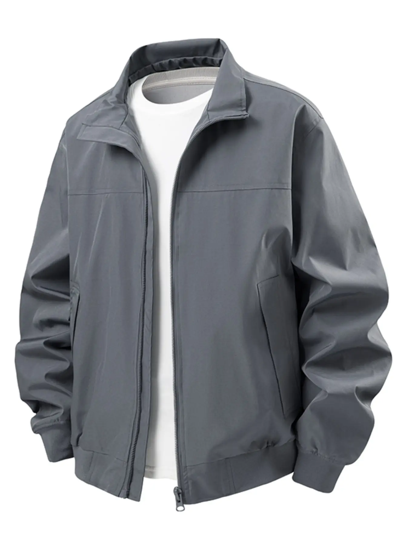 Men's Patchwork Stand Collar Pilot Jacket, Windproof Zipper Lightweight Casual Harrington Coat, Three Colors Spring Fall Daily Commute Top