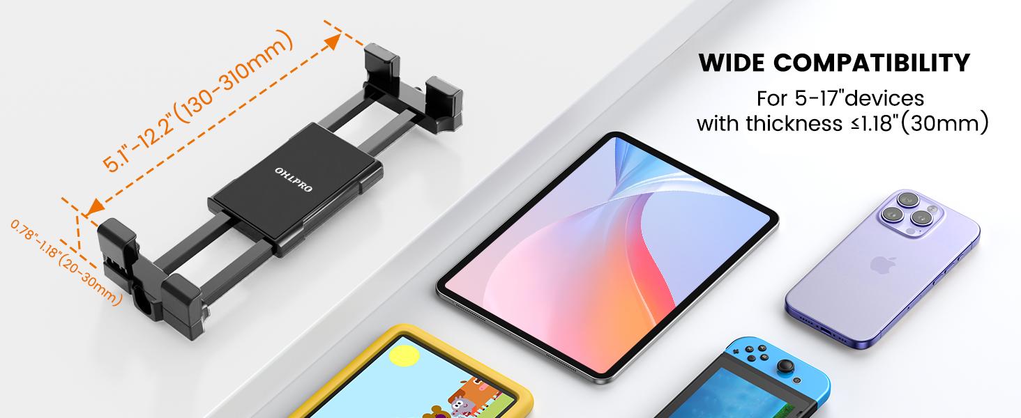 OHLPRO Tablet Holder for Car Dashboard & Windshield, Long Arm Suction Cup Tablet Mount Fits 5-17" iPad Pro/Air/Mini, Stable iPad Car Mount for Truck/SUV/Semi, Ideal Tech Gift for Drivers & Traveler sorry desktop phone gothic merch goose neck