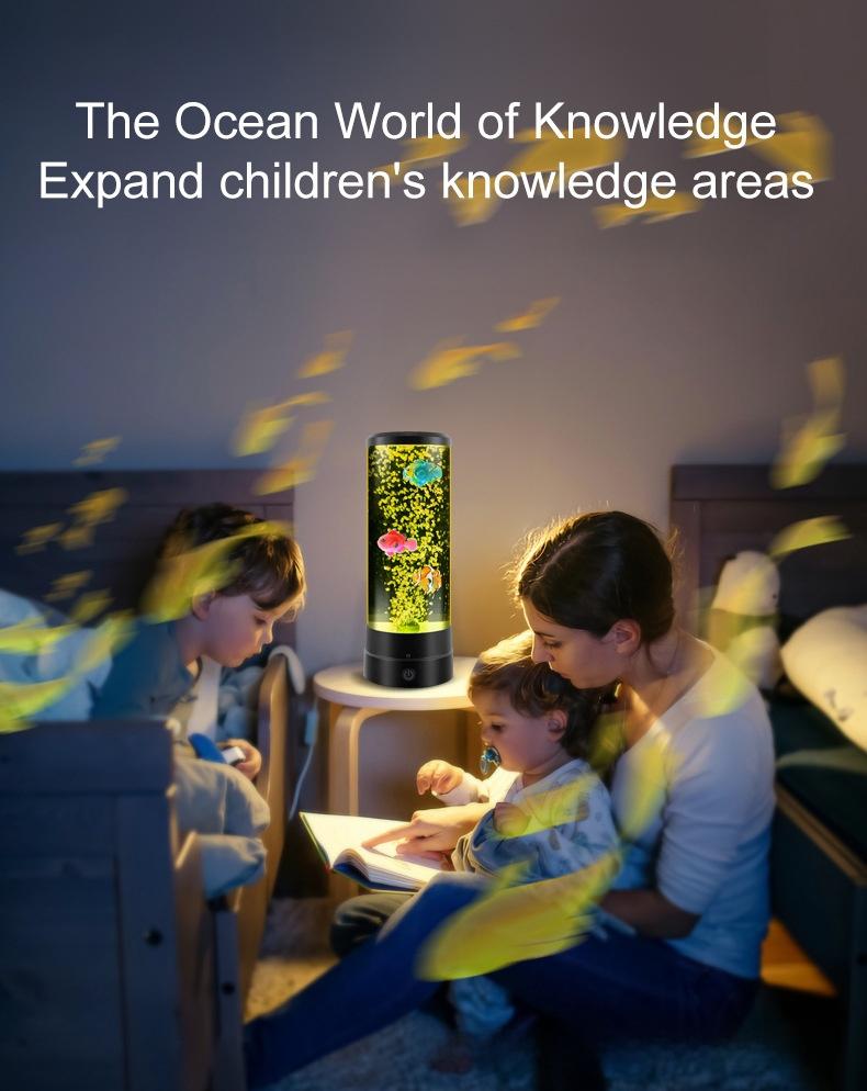 Jellyfish LED Night Light Bubble fish lamp decorative aquarium night light colorful artificial fish tank light soothingfish tank lamp aquarium fish light for bedroom kids room living room party birthday gift