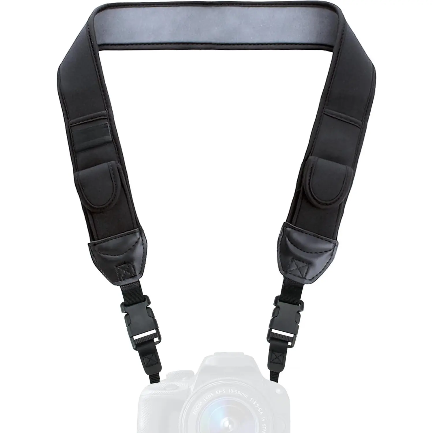 TrueSHOT Camera Strap Neoprene Camera Straps - Padded  Strap, Pockets, and Quick Release Buckles - Compatible with , ,  and  DSLR and Mirrorless Cameras (Black)