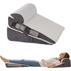 3Pcs Wedge Pillow Set for After Surgery,Acid Reflux Relief, Adjustable Bed Wedge Pillows for Sleeping,Anti Snore, Memory Foam Triangle Pillow for Back&Neck&Shoulder Pain Relief, White&Grey