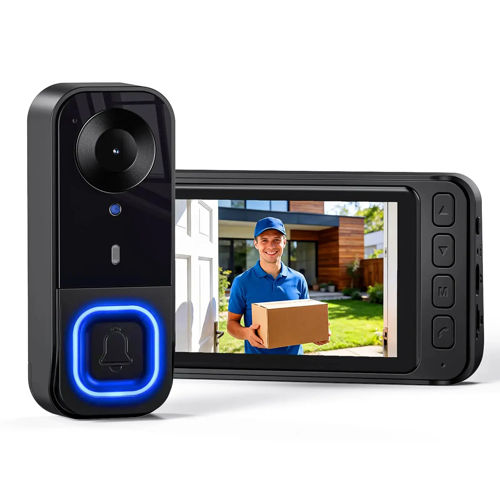 Wireless Video Doorbell with 4.5" IPS Monitor, 1080P HD Camera, 170° Wide Angle, Two-Way Video Intercom, Visual Intercom, No WiFi No Subscription, IP65 Weatherproof, Long Battery Life