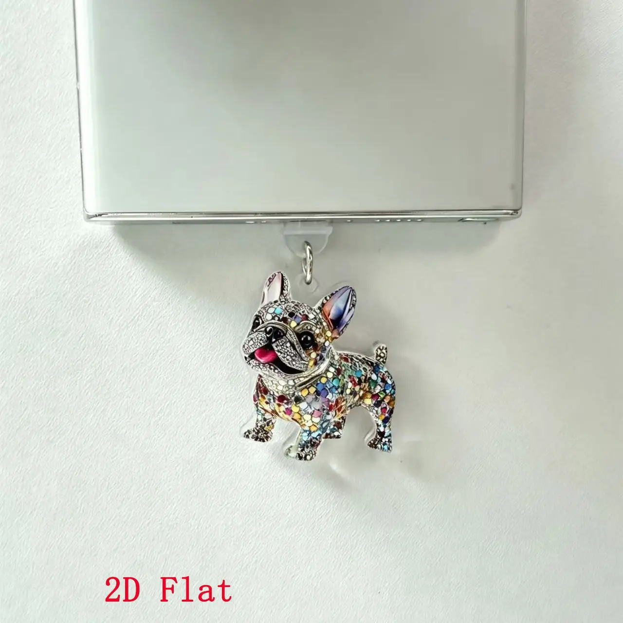 2D Acrylic Shiny French Bulldog Dust Plug Phone Accessory, Compatible with iPhone Type-C iPad Android Tablets AirPods Charging Port Decor Gift Dog Accessories Phone Charms