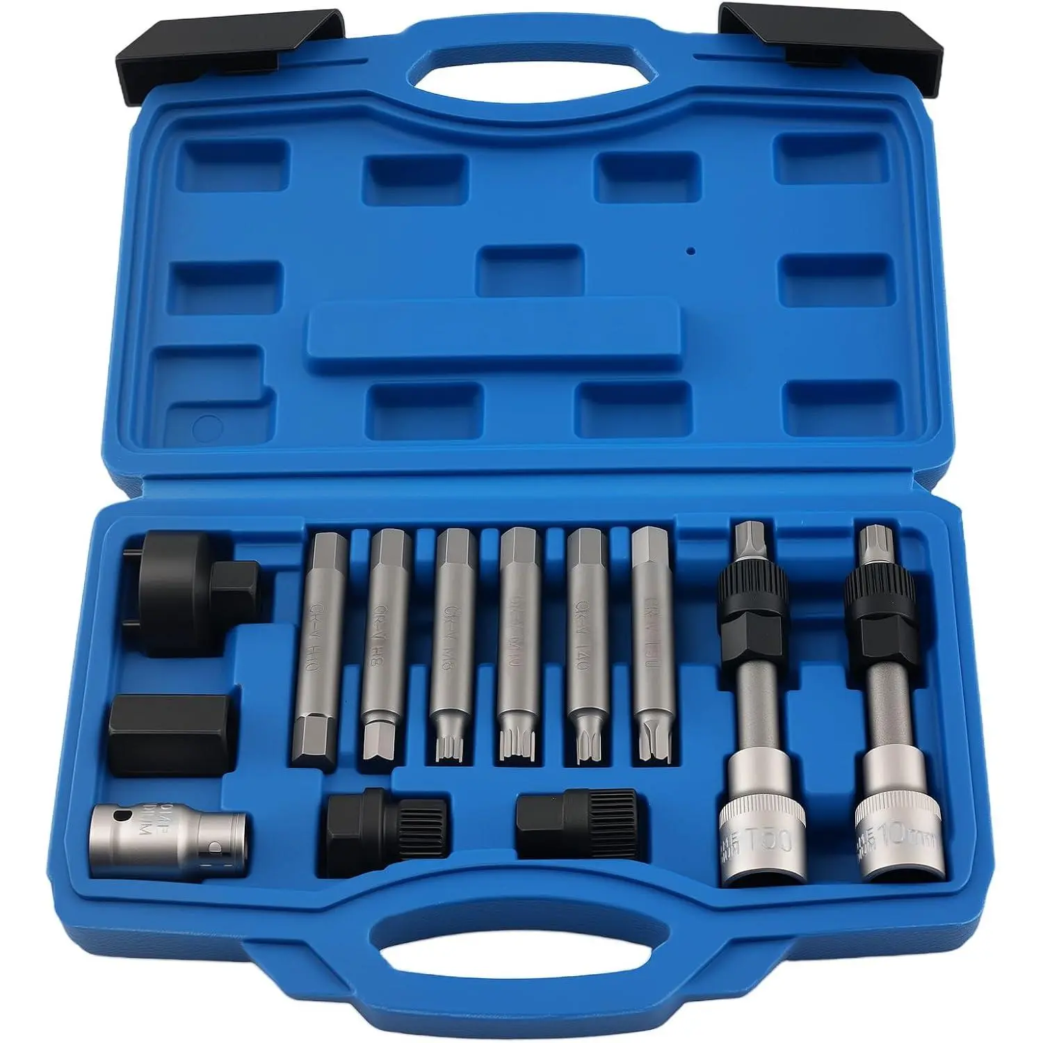 13 Pcs Alternator Pulley Removal and Install Tool Kit, Clutch Freewheel Pulley Removal Socket Bit Set, Universal Car Decoupler Pulley Puller Repair Tools