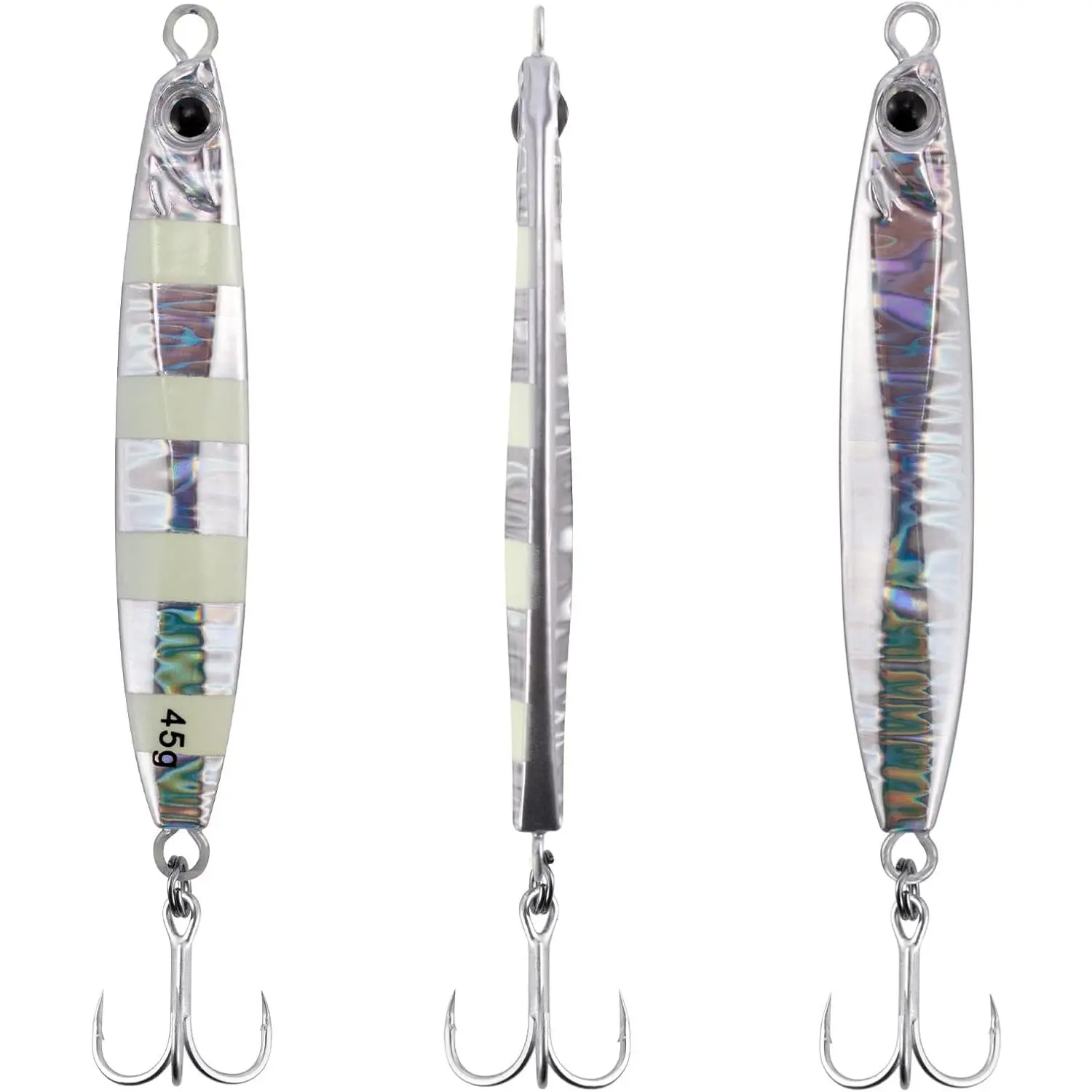 3 Pack Saltwater Fishing Jigs Jigging Spoon Fishing Lures Offshore Glow Vertical  Metal Casting Jig Saltwater Striper Snapper Mackerel