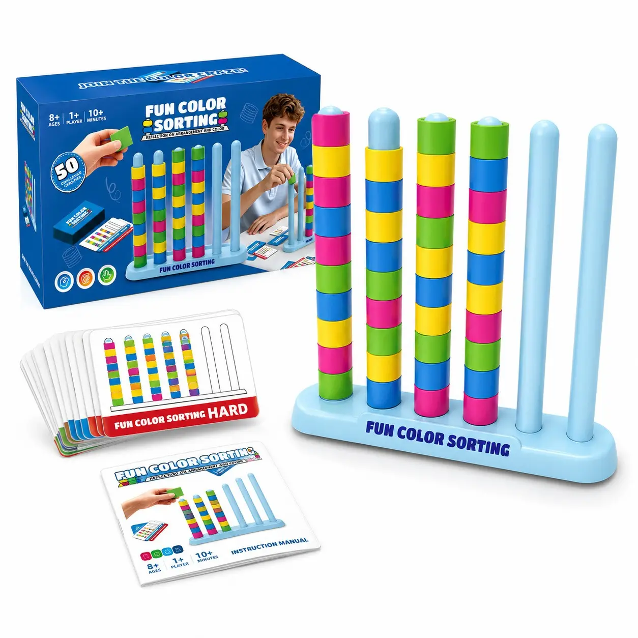 Colorful Tower Stacking Game for Family Interaction, Educational Toy for Emotional, Visual and Intellectual Development, Birthday Gift for Kids Ages 8+
