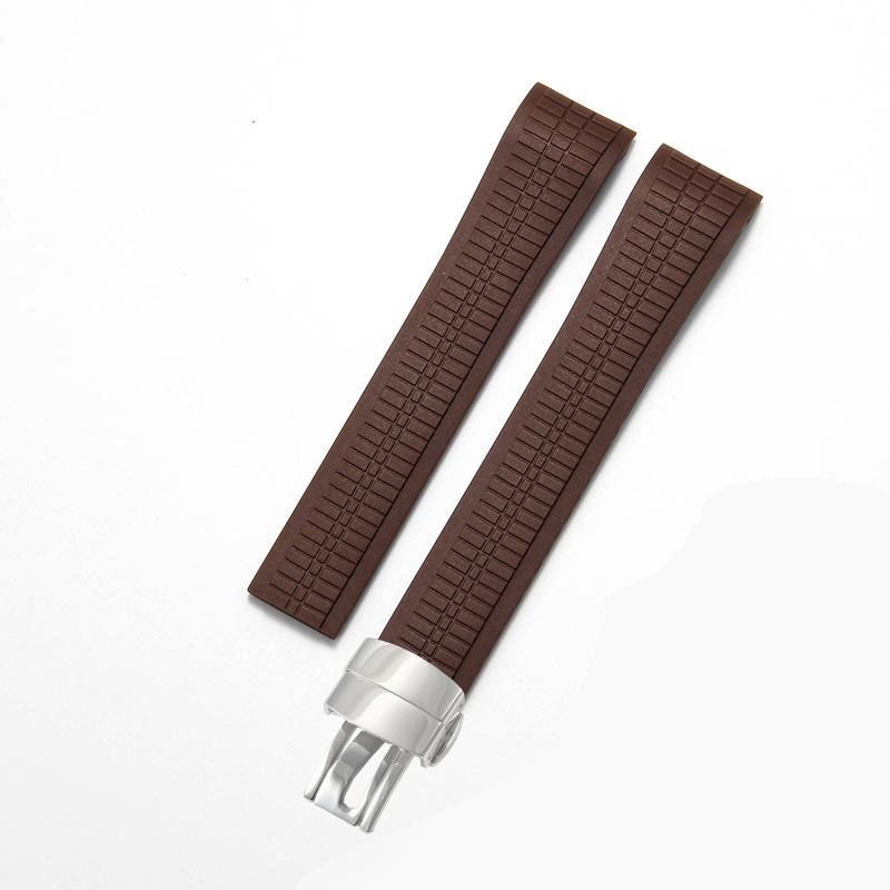 Steel stud silicone watch strap compatible with Patek Philippe Grenade 5164/5167 men's black sports rubber strap